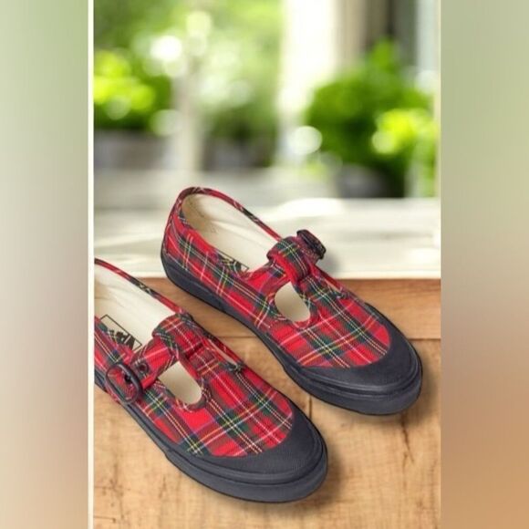 🔥 VANS STYLE 93 PLAID MARY JANE SNEAKER IN PLAID RED/BLACK Size 4.5 Men 6 Women - Picture 7 of 10